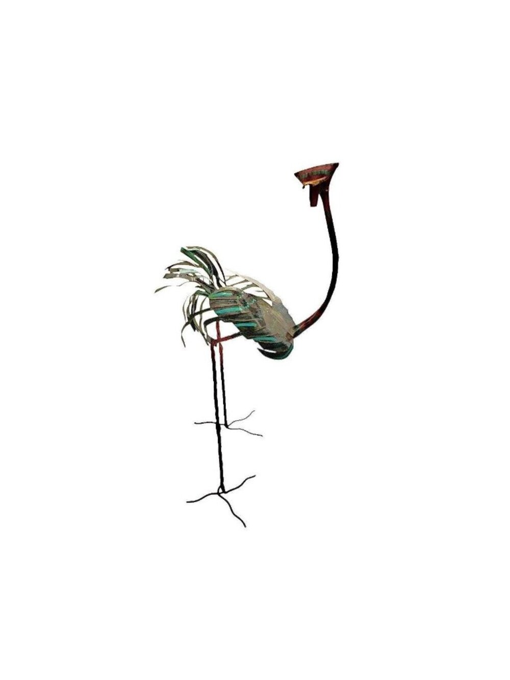 Bird Sculpture Ostrich Figurine Metal Handmade  Folk Art Decor